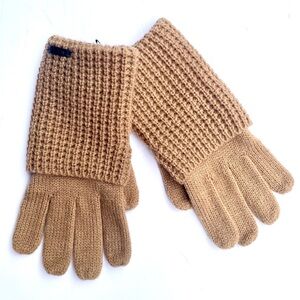 All Saints Camel Knit Gloves
